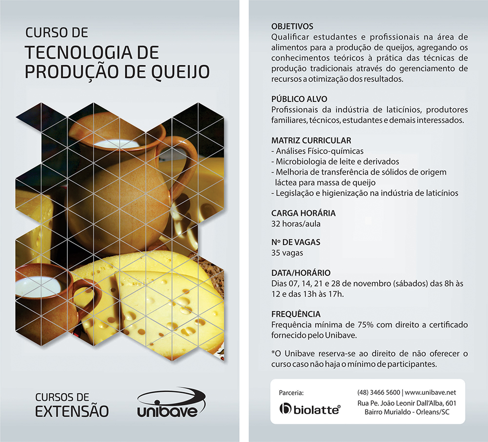CURSO EM TECNOLOGIA DA PRODUÇÃO DE QUEIJO
